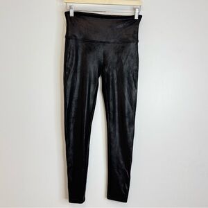 Spanx Black Faux Crackle Leather Leggings Women's Size Large Petite